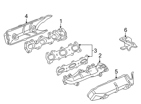 2002 Acura RL Exhaust Manifold Manifold Assembly, Passenger Side Exhaust Diagram for 18100-P5A-000