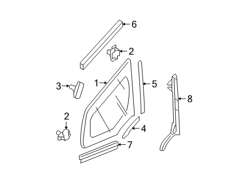 2012 Honda Fit Pillars, Rocker & Floor - Glass & Hardware Rubber, L. Windshield Dam Diagram for 73384-TF0-000