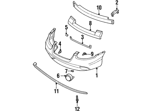 1996 Chrysler Sebring Front Bumper Cover Diagram for 5288118