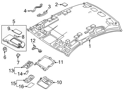 2017 Infiniti Q50 Interior Trim - Roof Map Lamp Assy Diagram for 26430-6HL0A