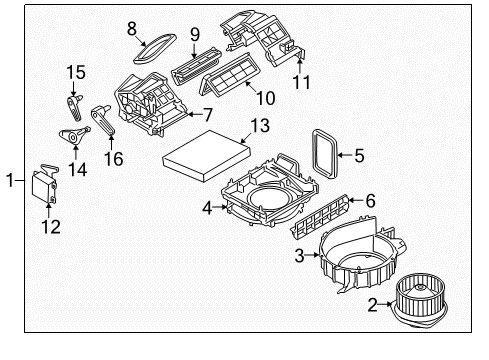 2014 Nissan GT-R Blower Motor & Fan Blower Assy-Front Diagram for 27200-JK60A
