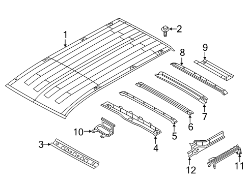 2018 Chevrolet City Express Roof & Components Inner Rail Diagram for 19317103