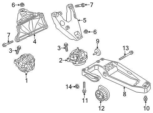 2017 BMW X4 Engine & Trans Mounting Gearbox Support Diagram for 22316786567