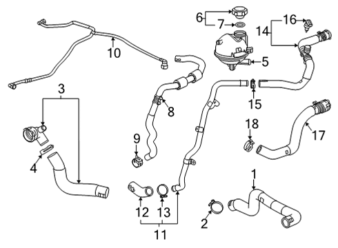 2022 Chevrolet Trailblazer Hoses & Lines Reservoir Hose Clip Diagram for 42731776