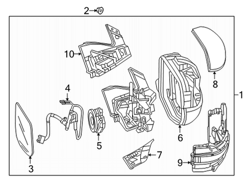2021 Honda Ridgeline Mirrors HARNESS SET, L Diagram for 76256-T6Z-A61