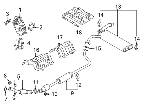 2020 Hyundai Kona Exhaust Components Front Muffler Assembly Diagram for 28610J9250