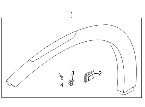 2022 Hyundai Venue Exterior Trim - Fender GARNISH Assembly-FNDR Side, RH Diagram for 87712-K2000-CA