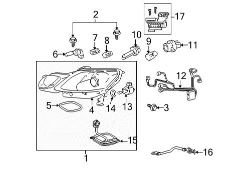 2007 Lexus GS350 Headlamps Headlamp Unit Assembly, Left Diagram for 81070-30B81