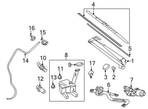 2012 Toyota Yaris Wiper & Washer Components Front Arm Diagram for 85221-52371