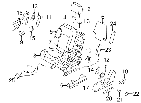 2012 Nissan Rogue Power Seats Trim Assembly - Front Seat Cushion Diagram for 87370-JM01A