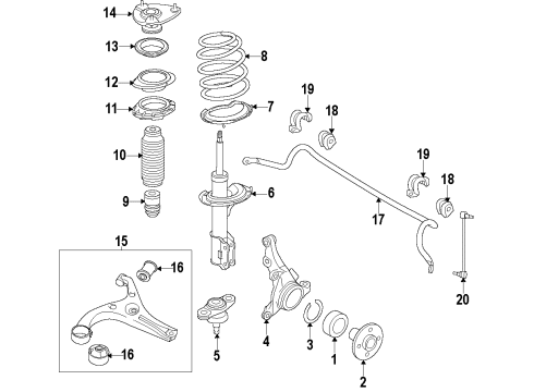 2012 Kia Optima Front Suspension Components, Lower Control Arm, Stabilizer Bar Front Axle Knuckle Left Diagram for 517152T110