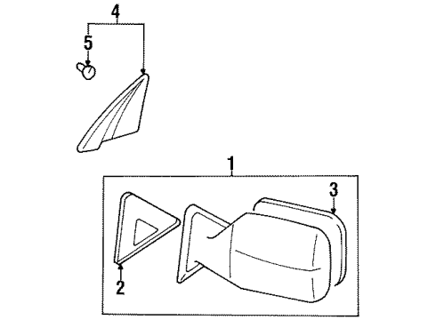 1997 Toyota Land Cruiser Outside Mirrors Mirror Assy, Outer Rear View, RH Diagram for 87910-60190-G0