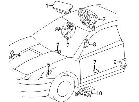 2002 Toyota Celica Air Bag Components Diag Unit W/Sens Diagram for 89170-20180