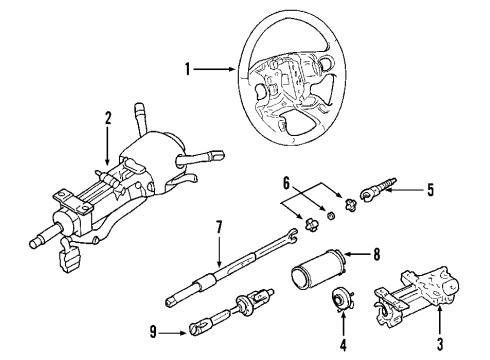 2006 Chevrolet Corvette Steering Column, Steering Wheel Column Pkg, Steering Diagram for 19133749