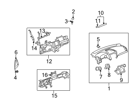 2008 Saturn Vue Cluster & Switches, Instrument Panel Instrument Housing Diagram for 25880041