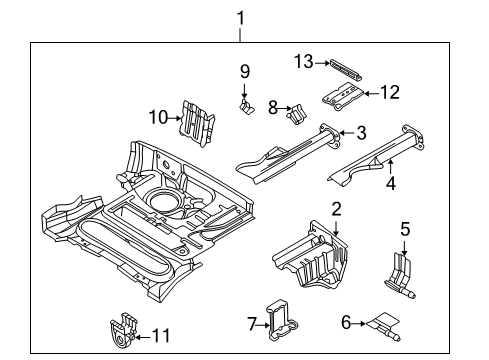 1996 BMW Z3 Rear Floor & Rails Battery Tray Diagram for 41128197890