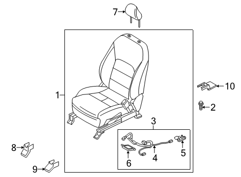 2021 INFINITI QX50 Passenger Seat Components Seat Assembly-Front, RH Diagram for 87000-5NB0A