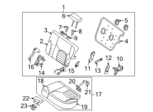 2006 Nissan Xterra Rear Seat Components Pad Assembly-2ND Seat Cushion, L Diagram for 88361-EA300
