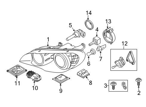 2012 BMW X5 Headlamps Repair Kit Headlight Diagram for 63127195535