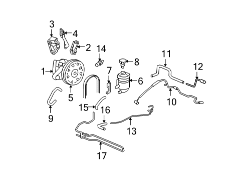 2008 Acura TL P/S Pump & Hoses, Steering Gear & Linkage Hose, Oil Cooler Diagram for 53732-SEP-A11