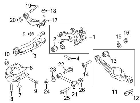 2011 Ford Edge Rear Suspension Components, Lower Control Arm, Upper Control Arm, Stabilizer Bar Bracket Mount Bolt Diagram for -W500324-S439