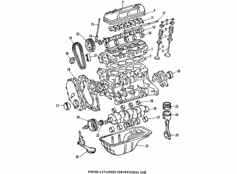 1995 Toyota Pickup Engine Parts, Mounts, Cylinder Head & Valves, Camshaft & Timing, Oil Pan, Oil Pump, Crankshaft & Bearings, Pistons, Rings & Bearings Piston Diagram for 13101-35032-02