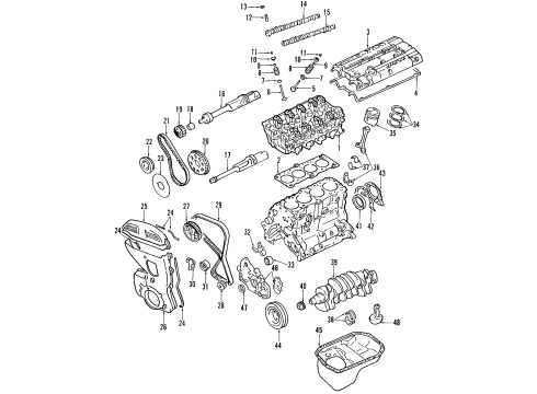 2001 Hyundai Santa Fe Engine Parts, Mounts, Cylinder Head & Valves, Camshaft & Timing, Oil Pan, Oil Pump, Balance Shafts, Crankshaft & Bearings, Pistons, Rings & Bearings Camshaft Assembly-Exhaust Diagram for 24200-38102