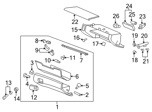 2008 Pontiac G8 Glove Box Switch, Rear Compartment Lid Release Diagram for 92056727