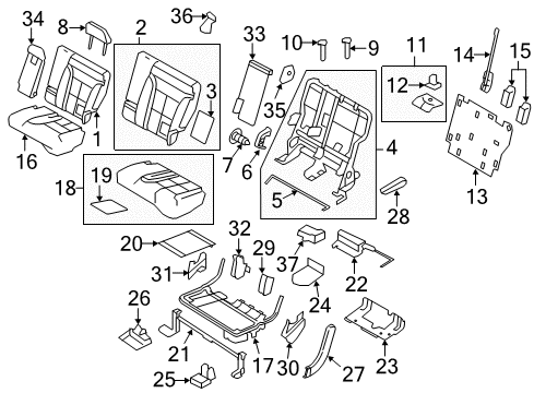 2007 Ford Edge Rear Seat Components Armrest Assembly Diagram for 7T4Z-7867112-AB