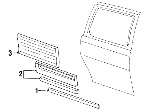 2002 Ford Windstar Exterior Trim - Side Loading Door Body Side Molding Diagram for YF2Z-1725533-AAH