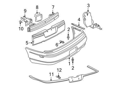 2000 Chevrolet Impala Rear Bumper Wheelhouse Liner Diagram for 10439809