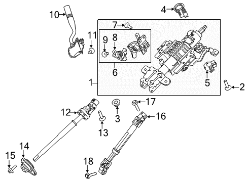 2019 Ford F-150 Ignition Lock Column Assembly Diagram for JL3Z-3C529-C
