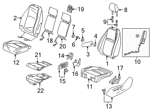 2022 Honda Odyssey Driver Seat Components Pad, Left Front Seat Cushion Diagram for 81537-THR-A81