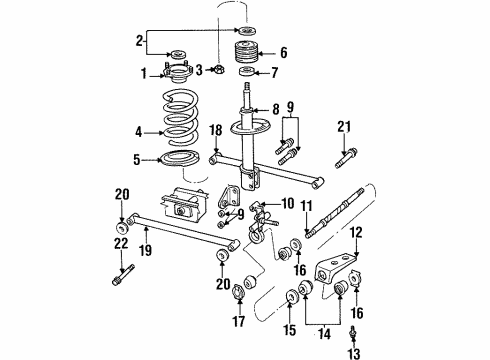 1995 Dodge Neon Rear Suspension Components, Stabilizer Bar Spring Rear Suspension Diagram for 4656283