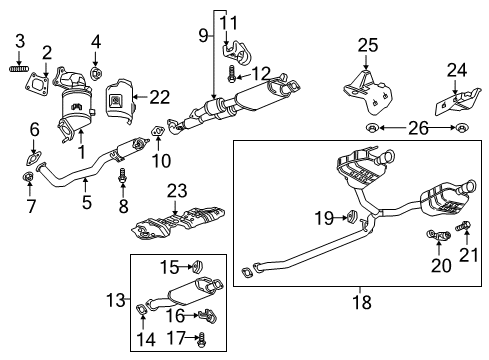 2021 Buick Enclave Exhaust Components Muffler W/Tailpipe Hanger Diagram for 84160334