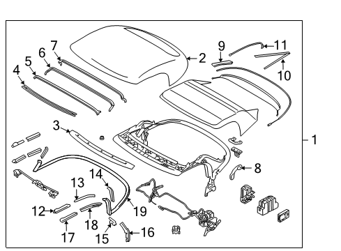 2014 Nissan 370Z Top Cover & Components Cable Kit-Folding Roof Side Diagram for 97154-1ET0A