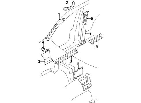 1998 Acura SLX Interior Trim - Pillars, Rocker & Floor Lid Fuse Box Diagram for 8-97098-655-5