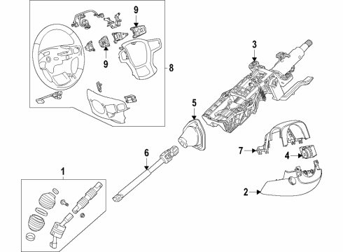 2021 GMC Yukon Steering Column & Wheel, Steering Gear & Linkage Upper Column Cover Diagram for 84273161