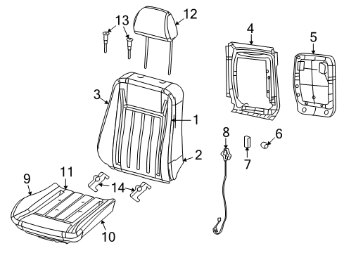 2018 Dodge Challenger Front Seat Components Front Seat Back Cover Right Diagram for 5XG84LA8AA