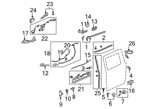 2010 Honda Odyssey Side Loading Door - Door & Components Cable Assy., Slide Door Regulator Link Diagram for 72546-SHJ-A01