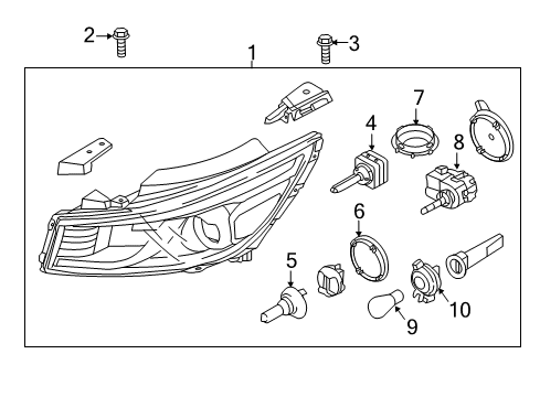 2018 Kia Sedona Bulbs Passenger Side Headlight Assembly Diagram for 92102A9200