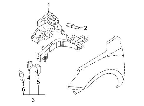 2008 Hyundai Veracruz Inner Components - Fender Member Assembly-Front Side, RH Diagram for 64602-3J200