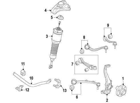 2015 Hyundai Equus Front Suspension Components, Lower Control Arm, Upper Control Arm, Ride Control, Stabilizer Bar Knuckle-Front Axle, LH Diagram for 51710-3T150