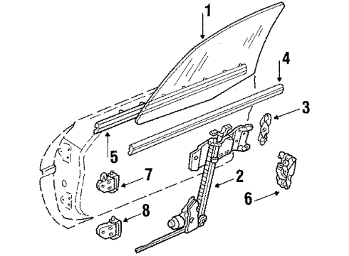 1995 Chevrolet Corvette Door & Components Front Side Door Lock Assembly Diagram for 10259204