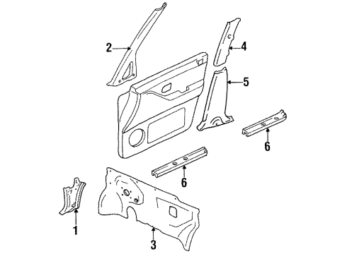 1990 Nissan Axxess Interior Trim - Pillars, Rocker & Floor Garnish-Windshield Pillar LH Diagram for 76912-30R00