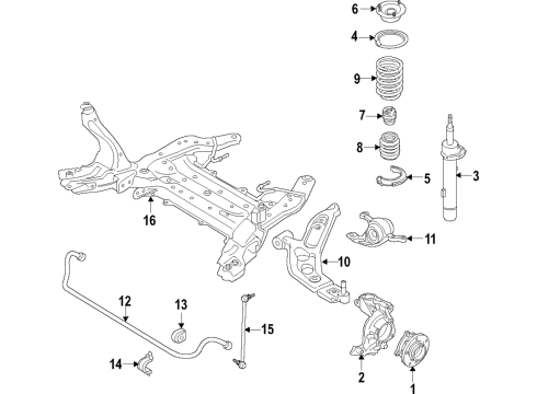 2019 BMW X1 Front Suspension Components, Lower Control Arm, Ride Control, Stabilizer Bar Front Coil Spring Diagram for 31336894556