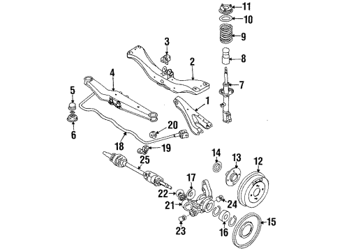 1988 Nissan Stanza Rear Suspension Components, Axle Shaft, Carrier & Components, Lower Control Arm, Stabilizer Bar & Components STRUT Kit Rear RH Diagram for 55302-06R25
