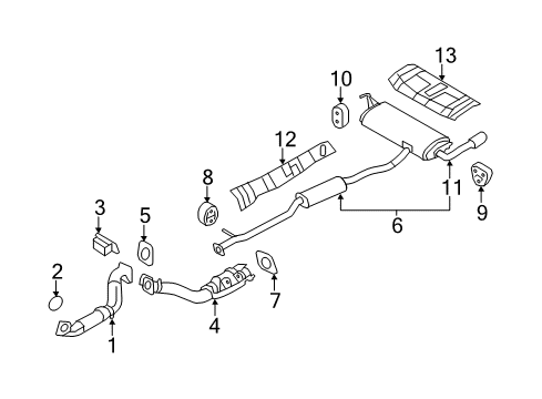 2011 Nissan Rogue Exhaust Components Exhaust, Main Muffler Assembly Diagram for B0100-1A36A