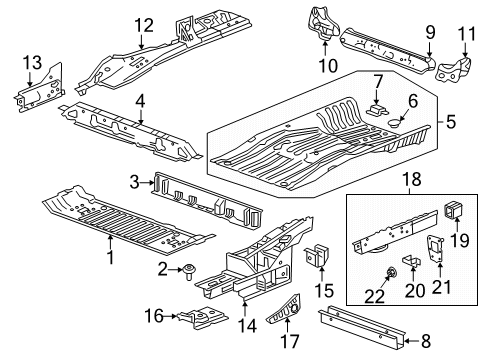 2020 GMC Terrain Rear Body - Floor & Rails Rear Floor Pan Diagram for 84250859