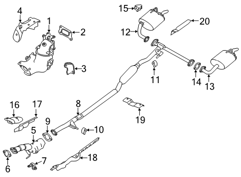 2019 Nissan Altima Exhaust Components Exhaust Muffler Assembly Diagram for 20110-6CA0A